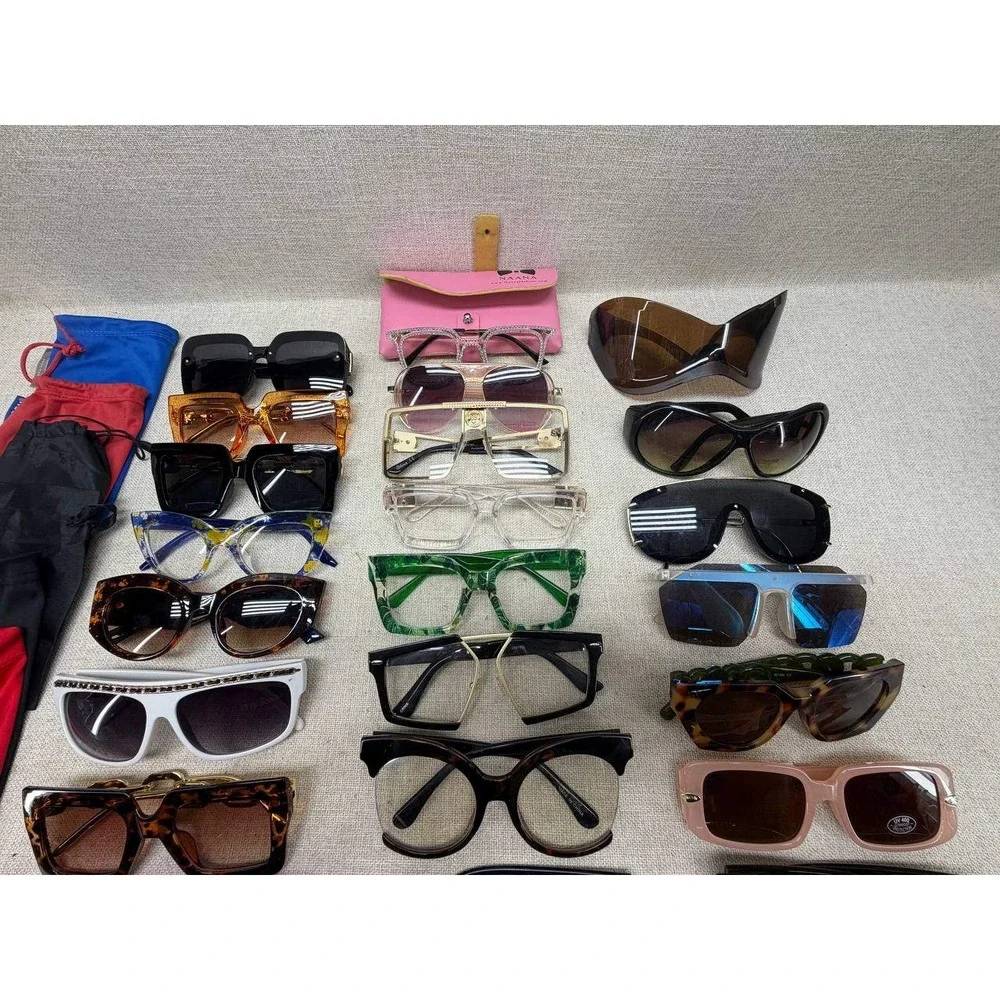 Bulk Lot 28 Pairs Fashion Sunglasses Optical Frames Oversized Rhinestone Mixed